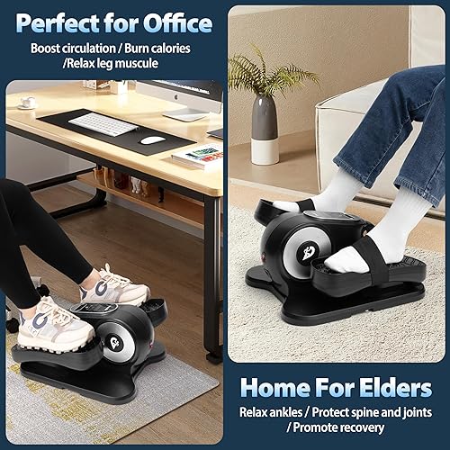 Miniatura 9 de Máquina elíptica debajo del escritorio, ejercitador de piernas elipse como se ve en la televisión con control remoto, 12 niveles de velocidad para