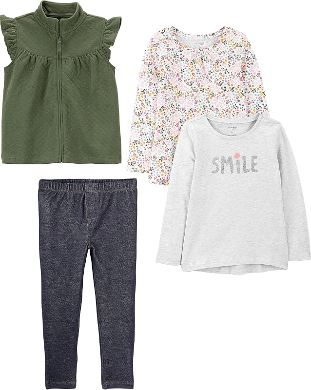 Conjunto de ropa de juego de 4 piezas para niñas de Simple Joys by Carter's
