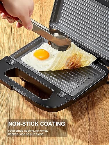 Miniatura 10 de Juego de gofres 3 en 1, parrilla y sándwich, parrilla de prensa Panini y plancha para gofres con platos antiadherentes extraíbles, perfecto para