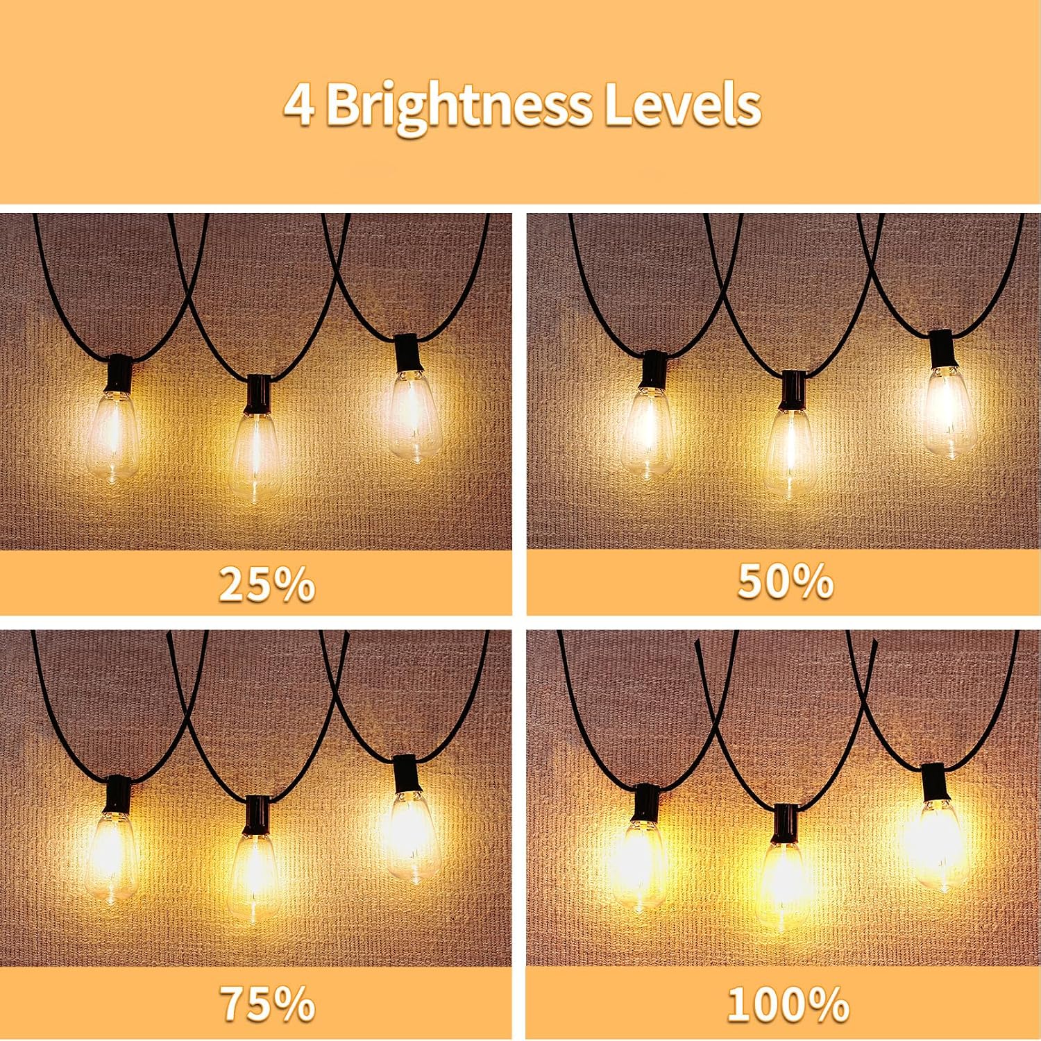 SANBEN Outdoor String Lights with Remote, 50ft 25 Bulbs Low Voltage(24V) Patio Lights, Dimmable & Timer, IP65 Waterproof, ST38 LED Hanging Lights for Outside, Deck, Garden, Backyard, Porch, Party