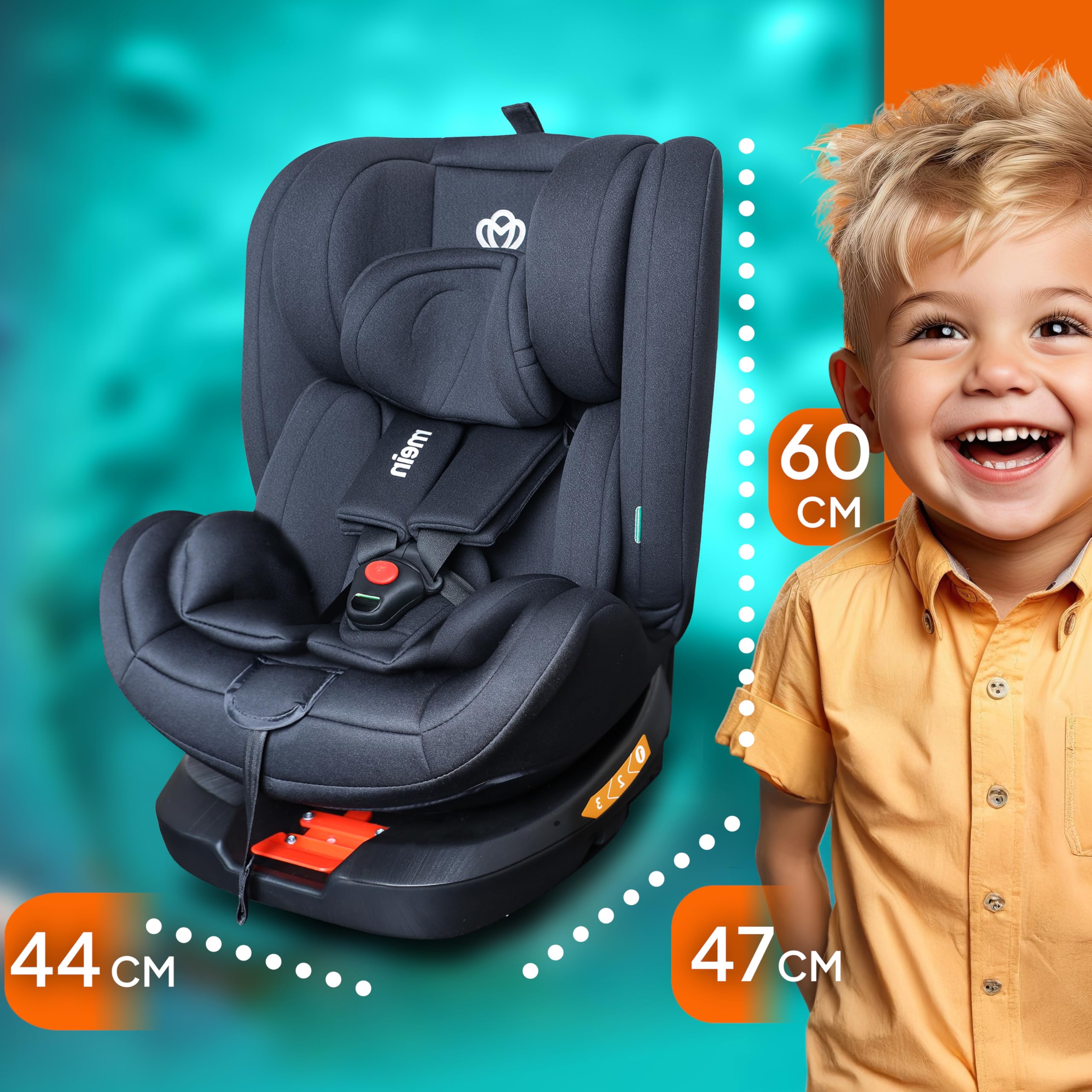 Mein Seggiolino Auto 0-36 kg I-Size Isofix Girevole 360° Reclinabile Gruppo 0+ 1 2 3 fino a 150 cm