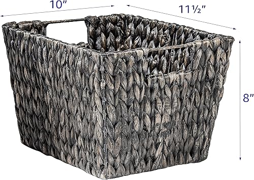 Miniatura 2 de Cesta de almacenamiento de jacinto de 11.5 pulgadas con asas, rectangular, por Trademark Innovations (juego de 4, Espresso)