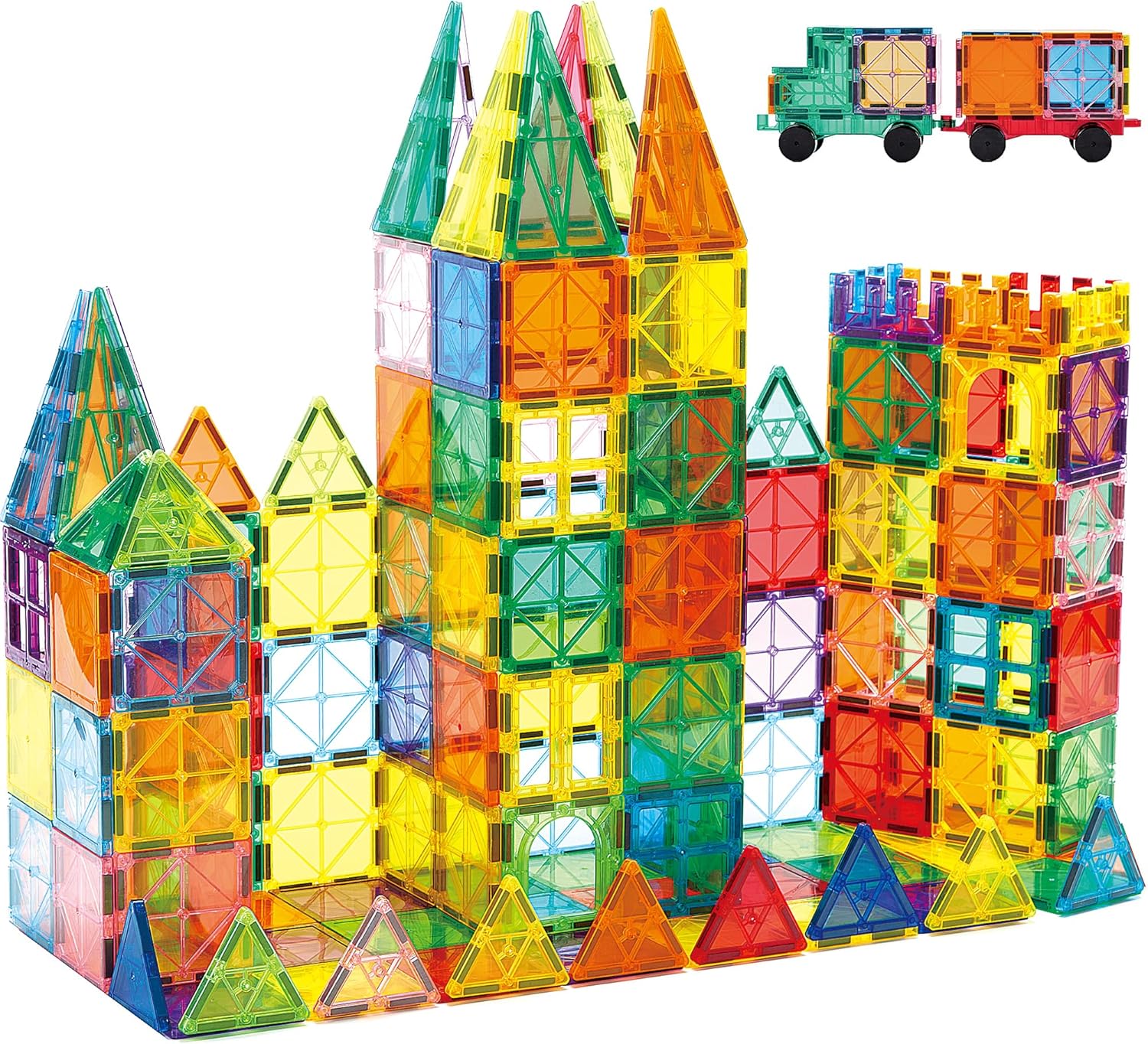Magnetic Building Tiles, 134PCS Large Magnet Building Set,Magnetic Blocks, 3D STEM Stacking Toys, Magnets Toy for Kids Boys Girls