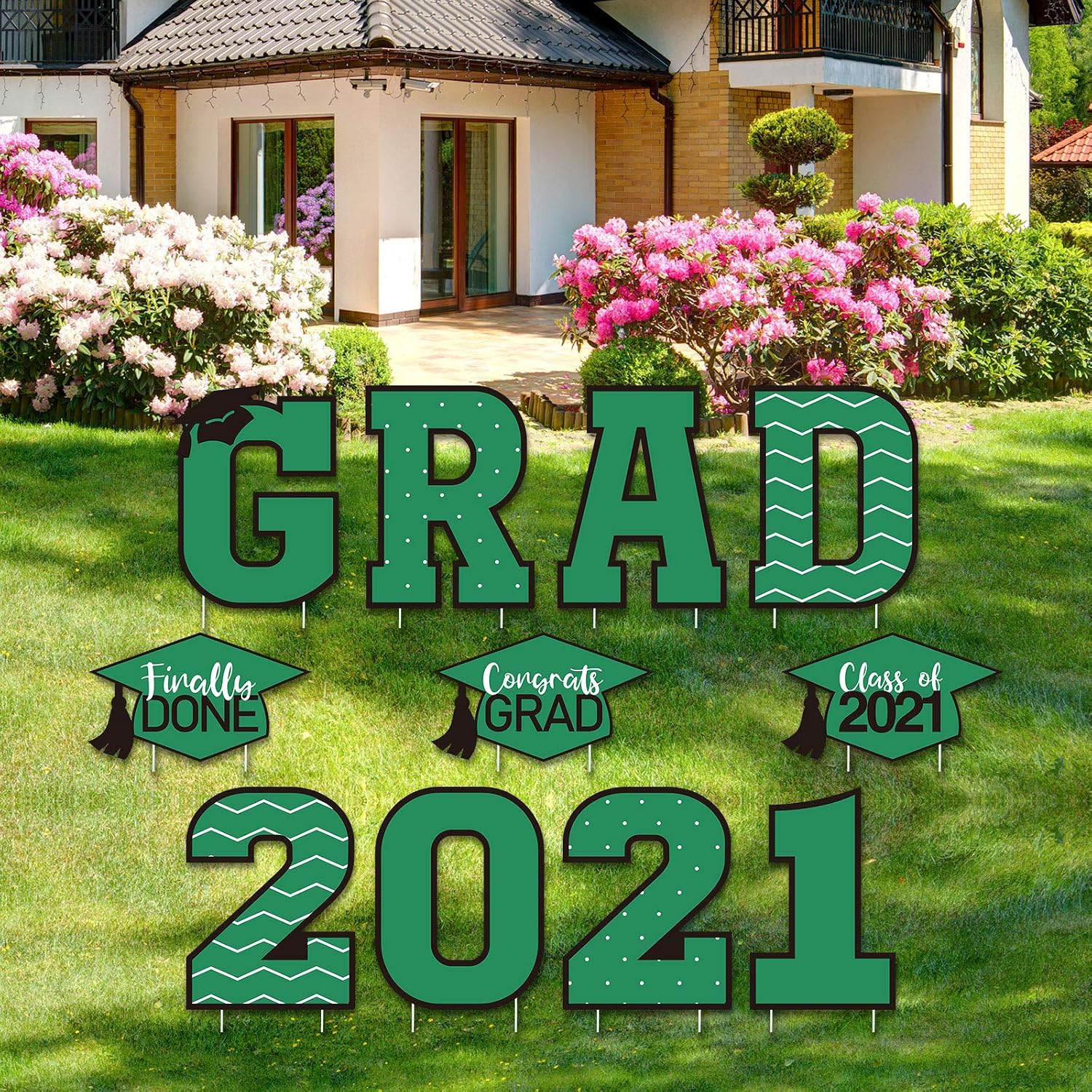 Tatuo 11 Pcs Graduation Yard Sign Decorations Congrats Graduation Lawn Signs 2026 Grad Yard Decor with 23 Stakes for Outdoor Grad Party(Simple Style,Green)