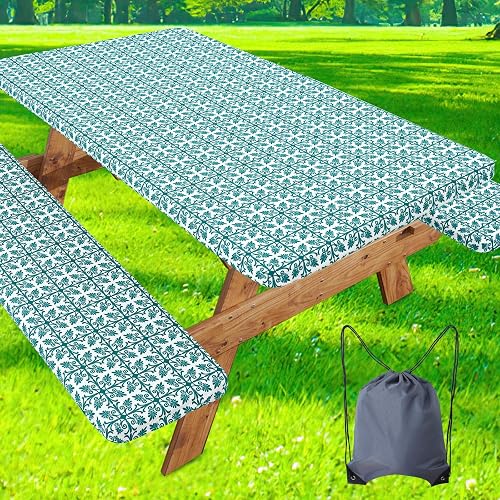 misaya Picnic Table Cover with Bench Cover, Waterproof Elastic Fitted