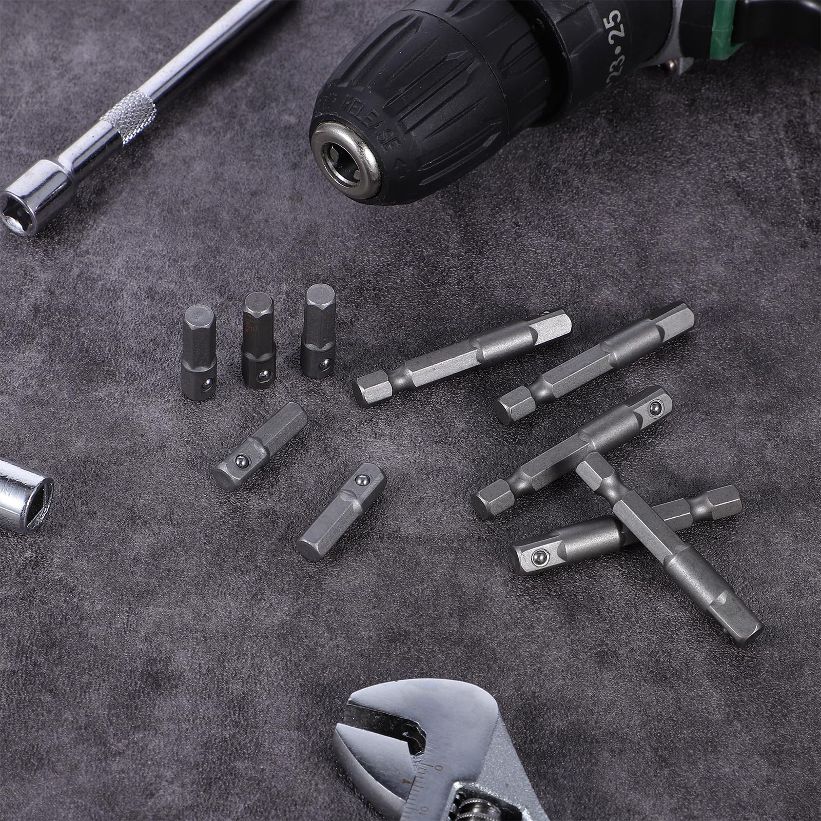 Set di 10 adattatori per chiavi a bussola, 1/4", attacco esagonale per avvitatore a batteria, trapano e driver