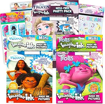 Imagine Ink Magic Mess-Free Coloring Books for Girls Kids Super Set Bundle  3 Pack No Mess Disney Frozen, Moana, and Trolls Activity Books with Stickers Party Supplies for Girls