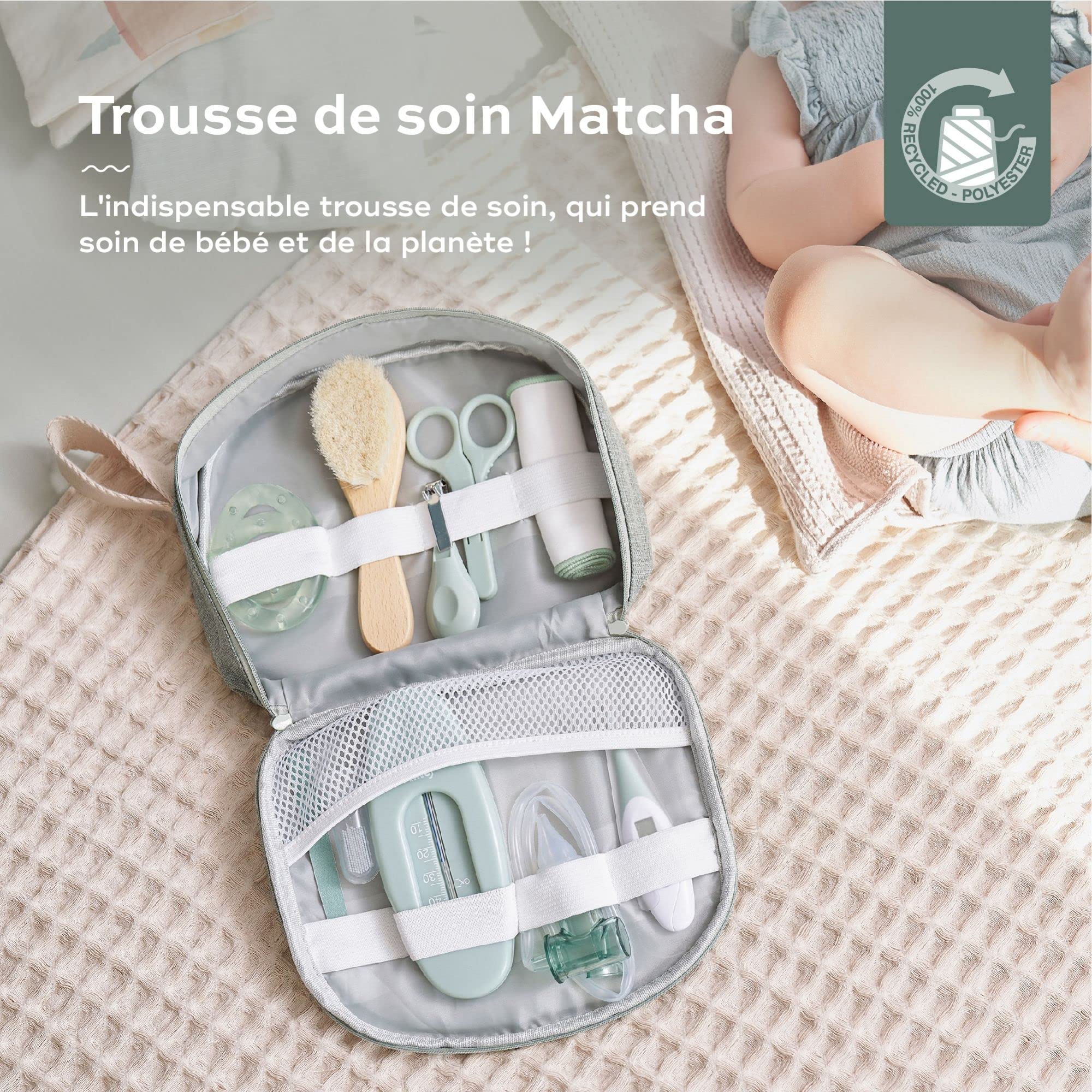 Trousse de soin bébé 10 accessoires Matcha - Babymoov