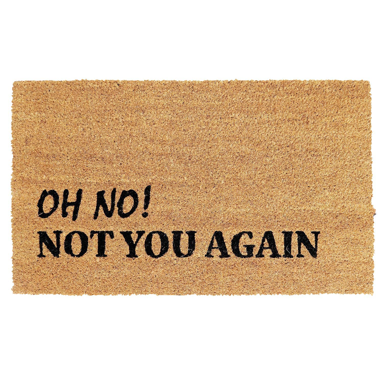 Onlymat Quote Printed Anti-Slip Doormat (Black, Brown) Rectangular Shaped Entryway Rug Natural Coir with PVC Backing for Outdoor Entrance Home Mats Floor Door Hall Drawing Room Living (75 cm x 45 cm)