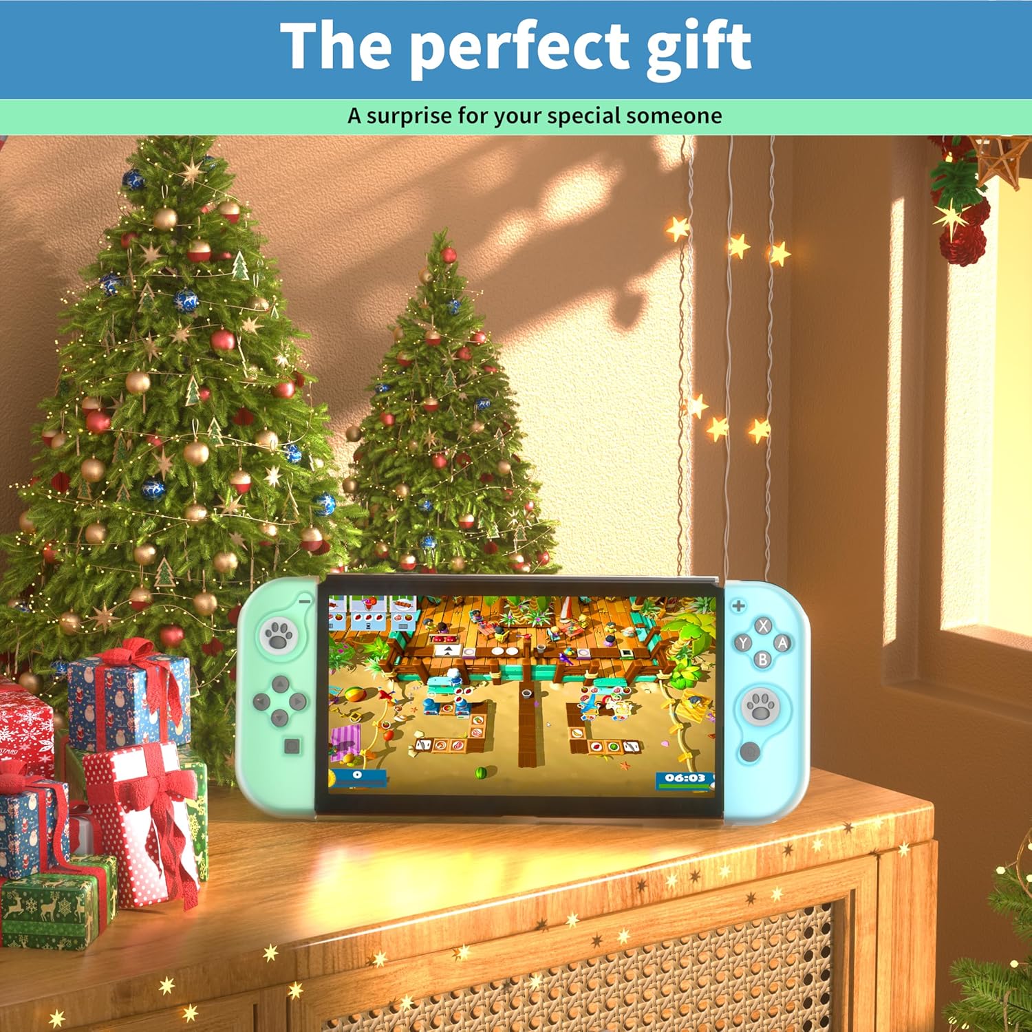 Switch Case with Ergonomic TPU JoyCon Case for Nintendo Switch 2017, Dockable Cover Protective with Switch Screen Protector,Transparent PC Back Shell,Thumb Stick - Image 7