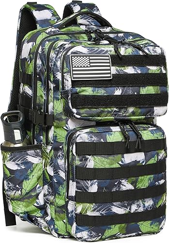 Vista 27 de Wotony Mochila Táctica Militar para Hombres Impermeable Mochila de Día Paquete de Asalto de 3 Días Bolsa Molle con Soporte para Botella de Agua Negro