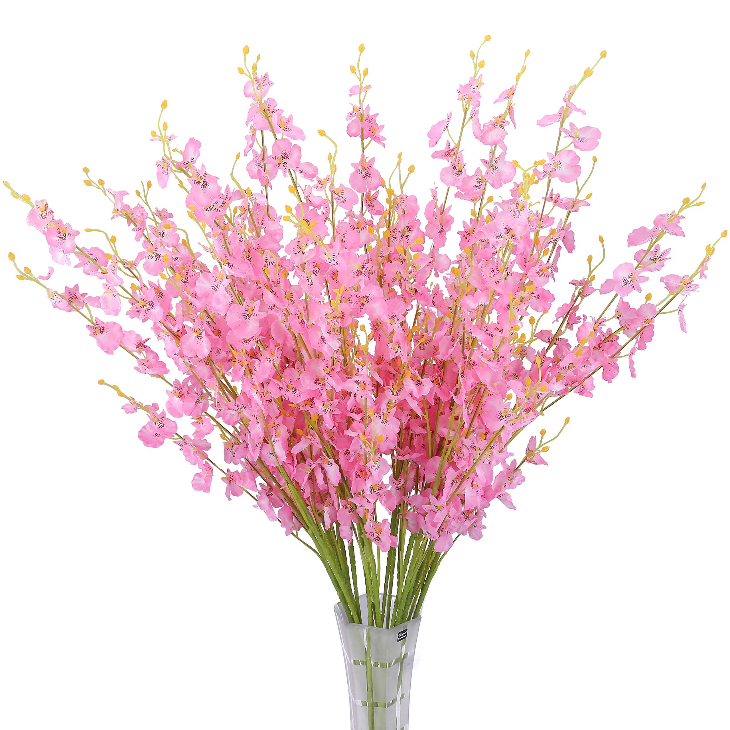 BOMAROLAN Artificial Dancing Lady Orchid Silk Faux Flowers Fake Butterfly Orchids 10 Pcs Real Touch for Wedding Home Office Party Hotel Decoration Restaurant Patio Festive Furnishing (Pink)