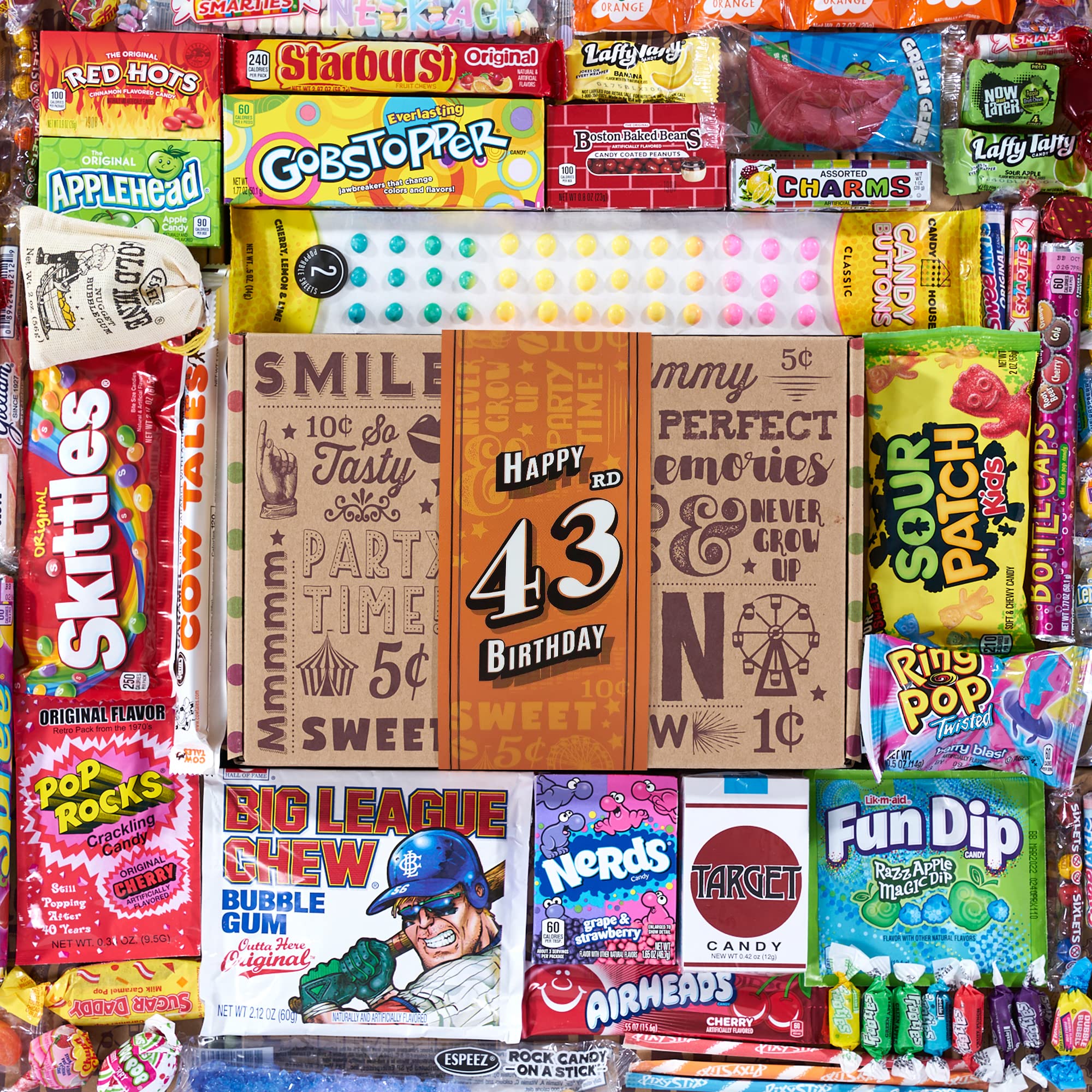 Vintage Candy Co.43rd Birthday Retro Candy Gift Basket - 1982 Party Assortment - Nostalgic Candy and Sweet Snacks Care Package Gift for Men and Women Turning 43 Years Old