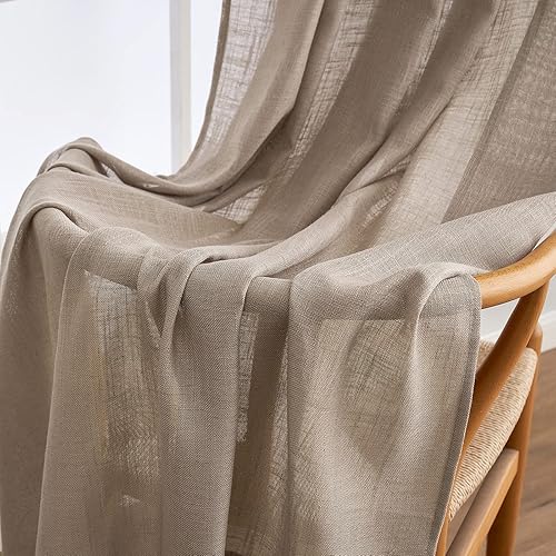 Miniatura 6 de MIULEE - Cortinas semitraslúcidas suaves y gruesas con textura de lino para habitación y sala de estar, con trabilla trasera y bolsillo para
