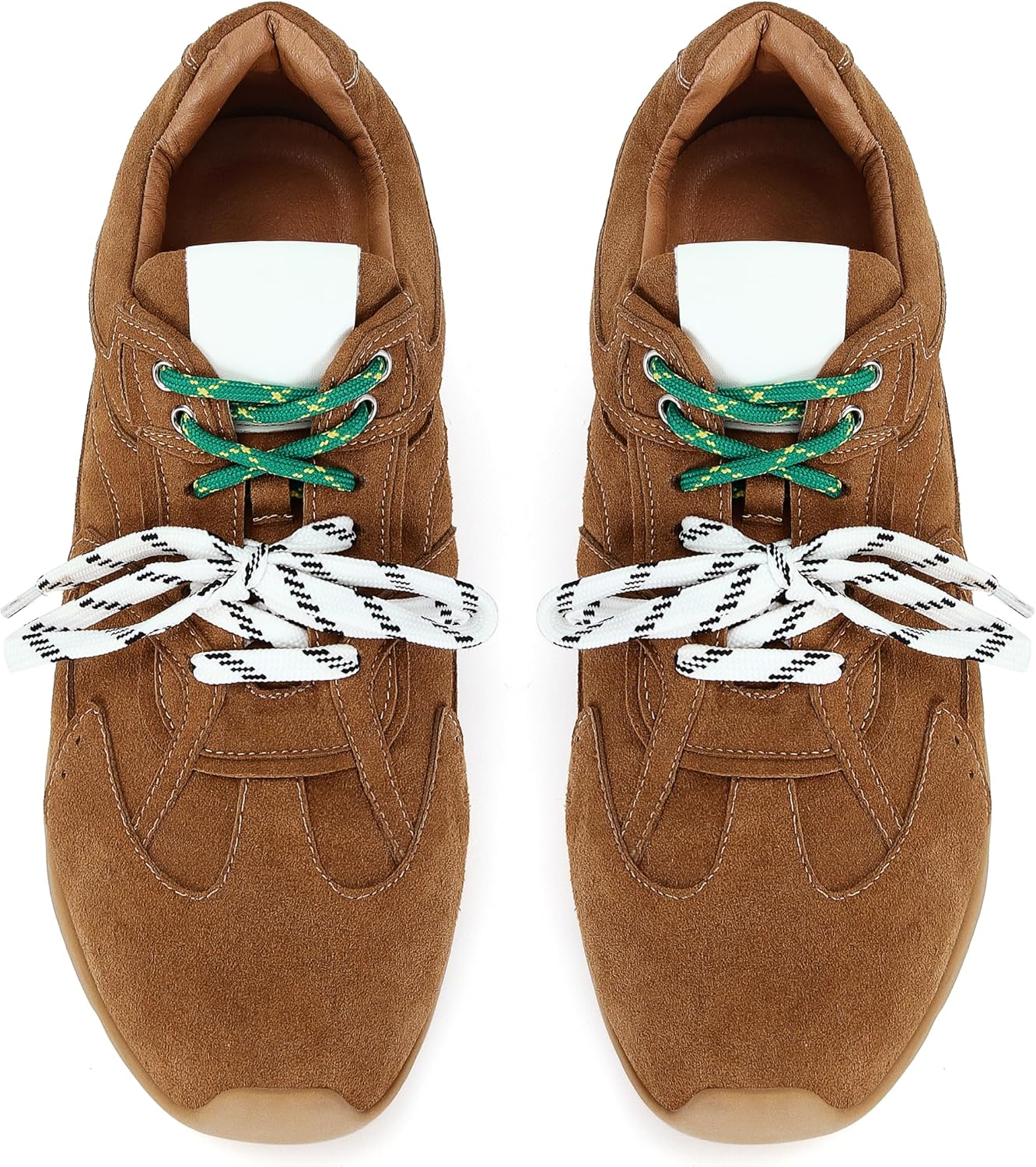 Wnshonzy Sneakers for Women Fashion Shoes Suede Leather Camel Casual Work School Prom Campus Cute Gym Sport