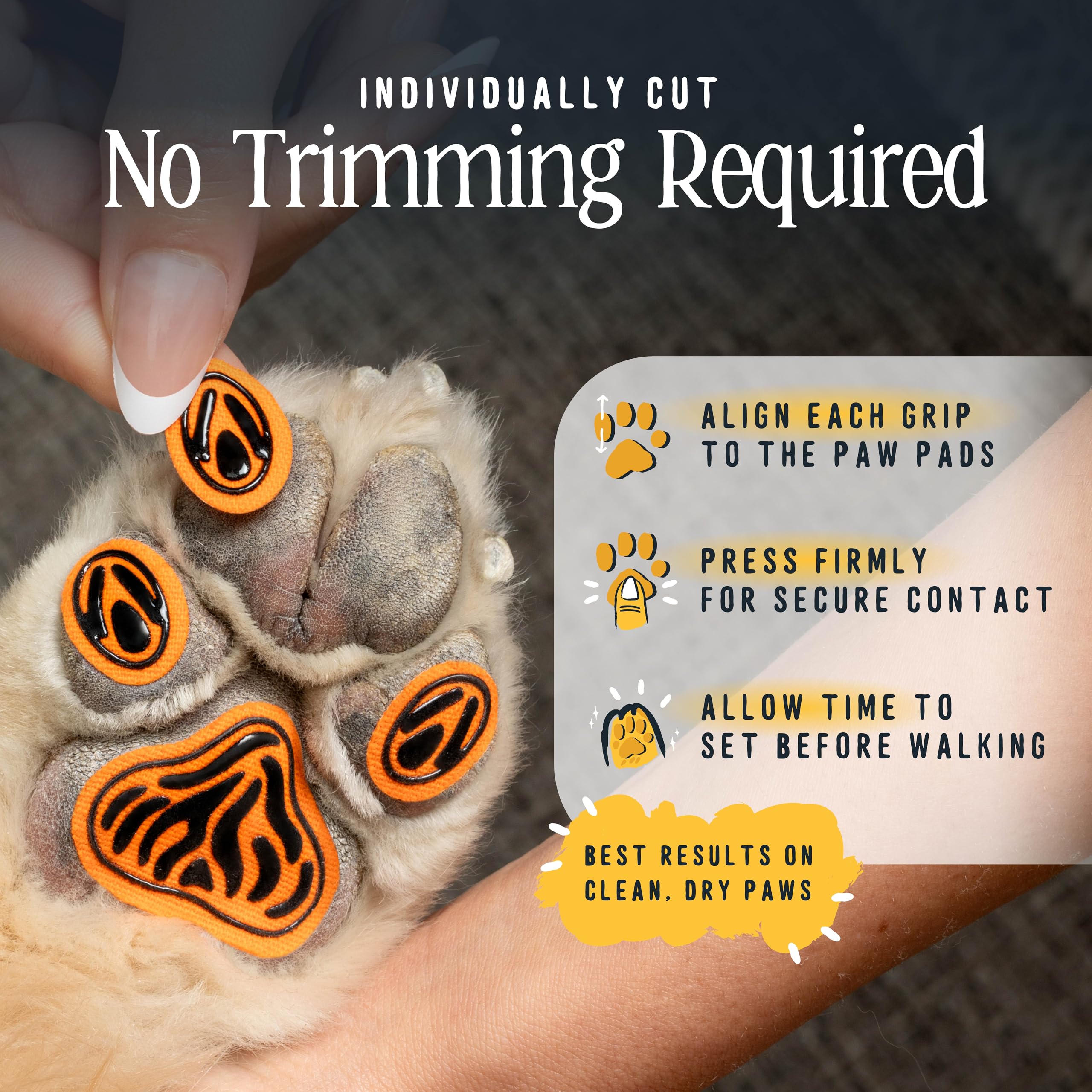 DOK TigerToes Premium Paw Grips for Senior Dogs, 40ct of Pre-Cut Anti Slip Dog Paw Pads for Hardwood Floors, Provides Traction for Slipping (40 Total Grips, Size Large) — view 7