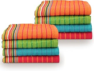 TEXAS LINEN CO. Kitchen Dish Towels, 100% Cotton Salsa Towels, Set of 8 ...