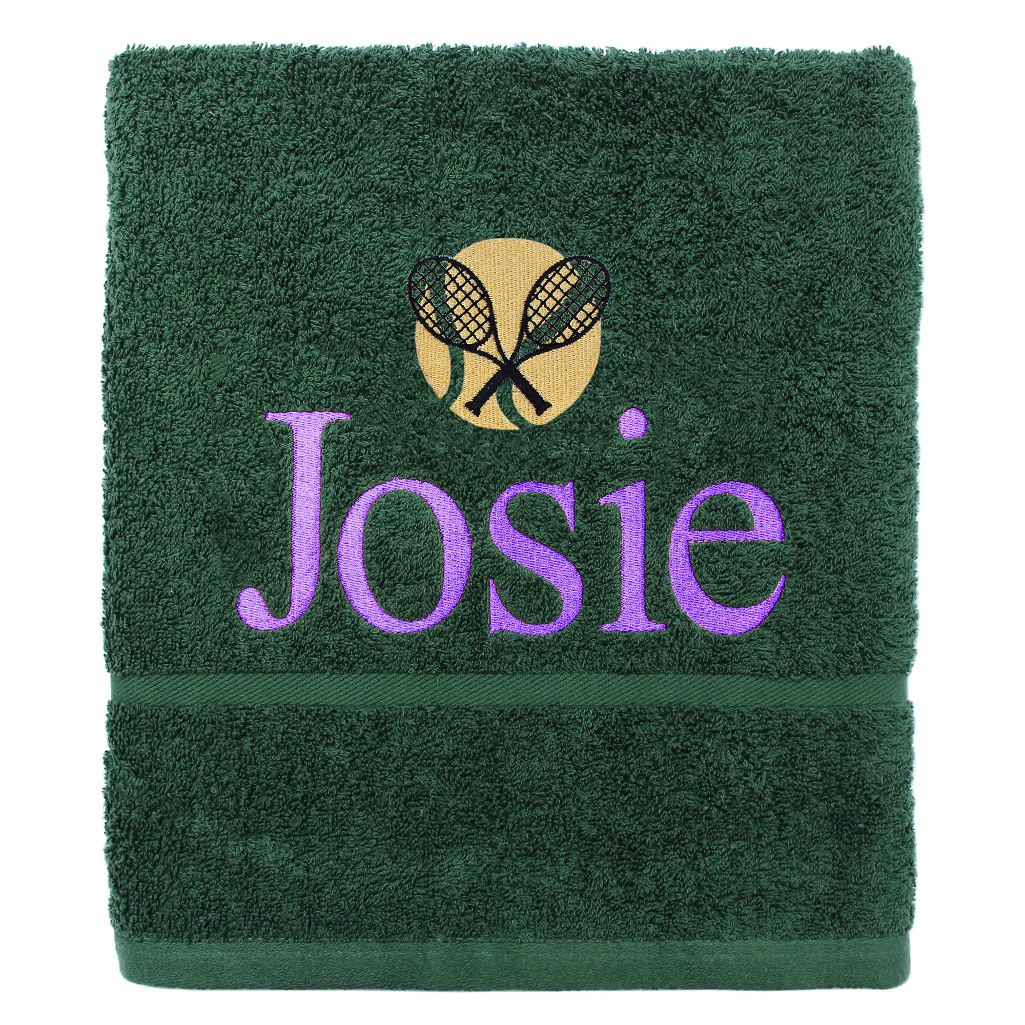 Personalised Rackets & Ball Embroidered Tennis Accessory Towel (Green)