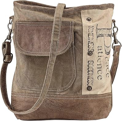 Upcycled Canvas Shoulder Bag, Earth Friendly Tote, Inspirational Words, No Two Alike, Adjustable Strap, Fully Lined, Zip Closure,12 x 12 34