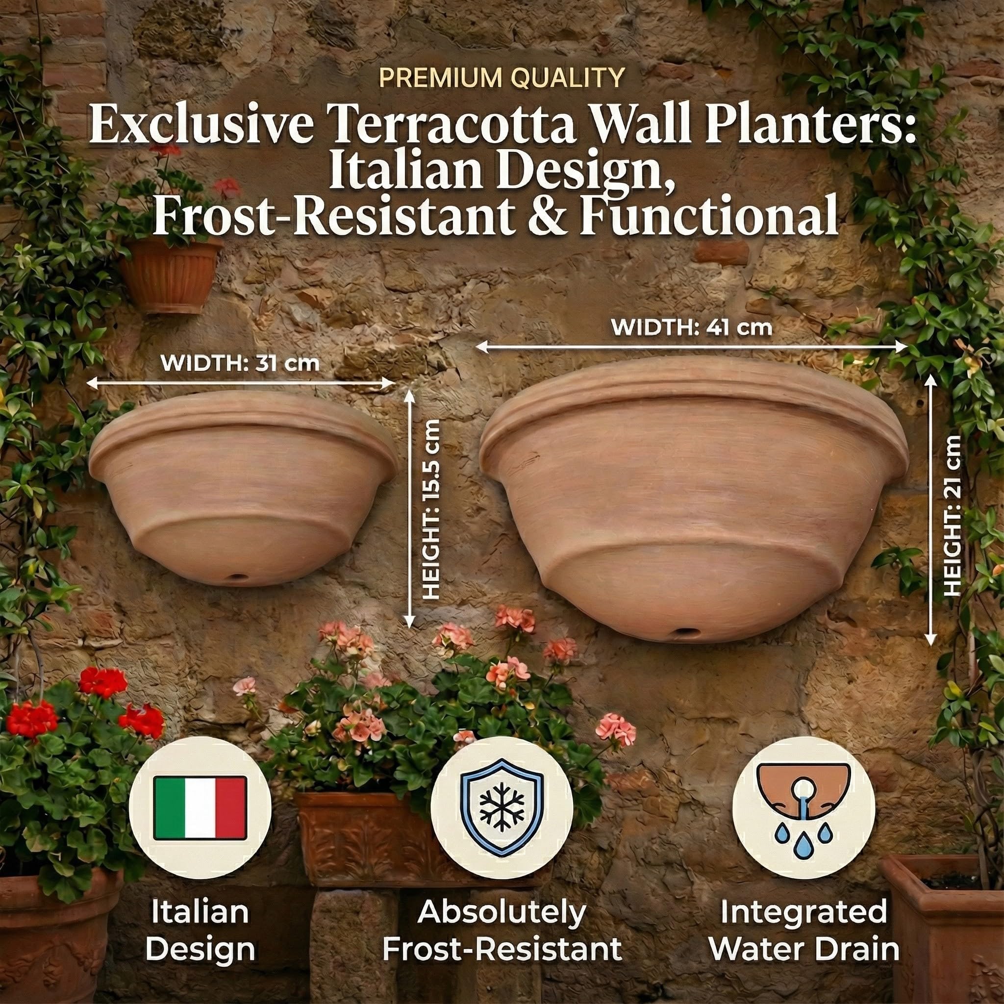 Terracotta pot Anelli, 67 cm. doorsnede. - XL Terracotta Terracotta pot Anelli, 67 cm. doorsnede. - XL Terracotta