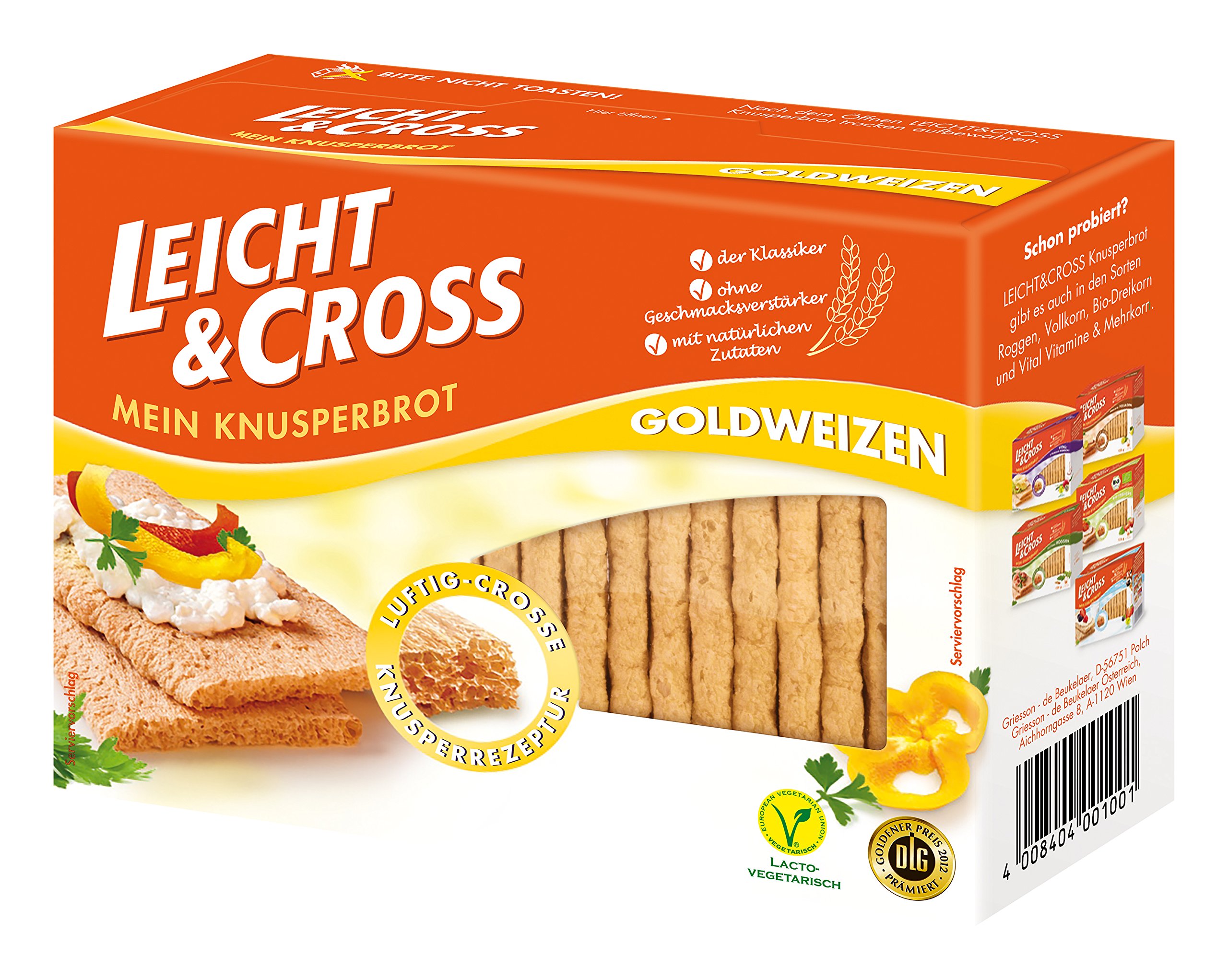 LEICHT&CROSS Knusperbrot Goldweizen, 8er Pack (8 x 125 g)