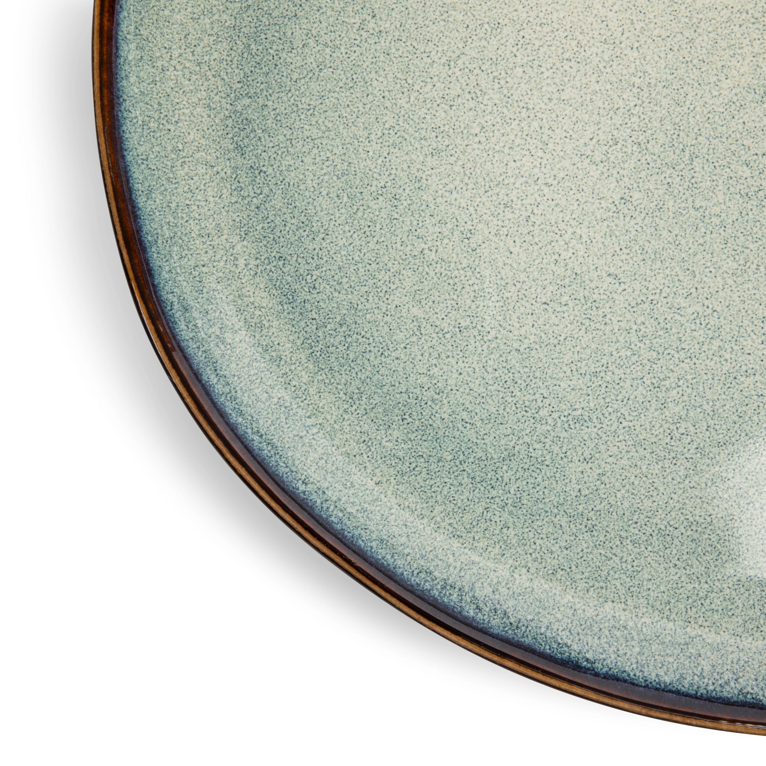 VIDI D’assiettes de Dîner Set en Vert Sauge | Service de Vaisselle 6 Pièces au Design Asymétrique | Ø26,5 cm en Grès | Compatible Four, Micro-ondes et Lave-vaisselle | Vaisselle Pour 6 Personnes