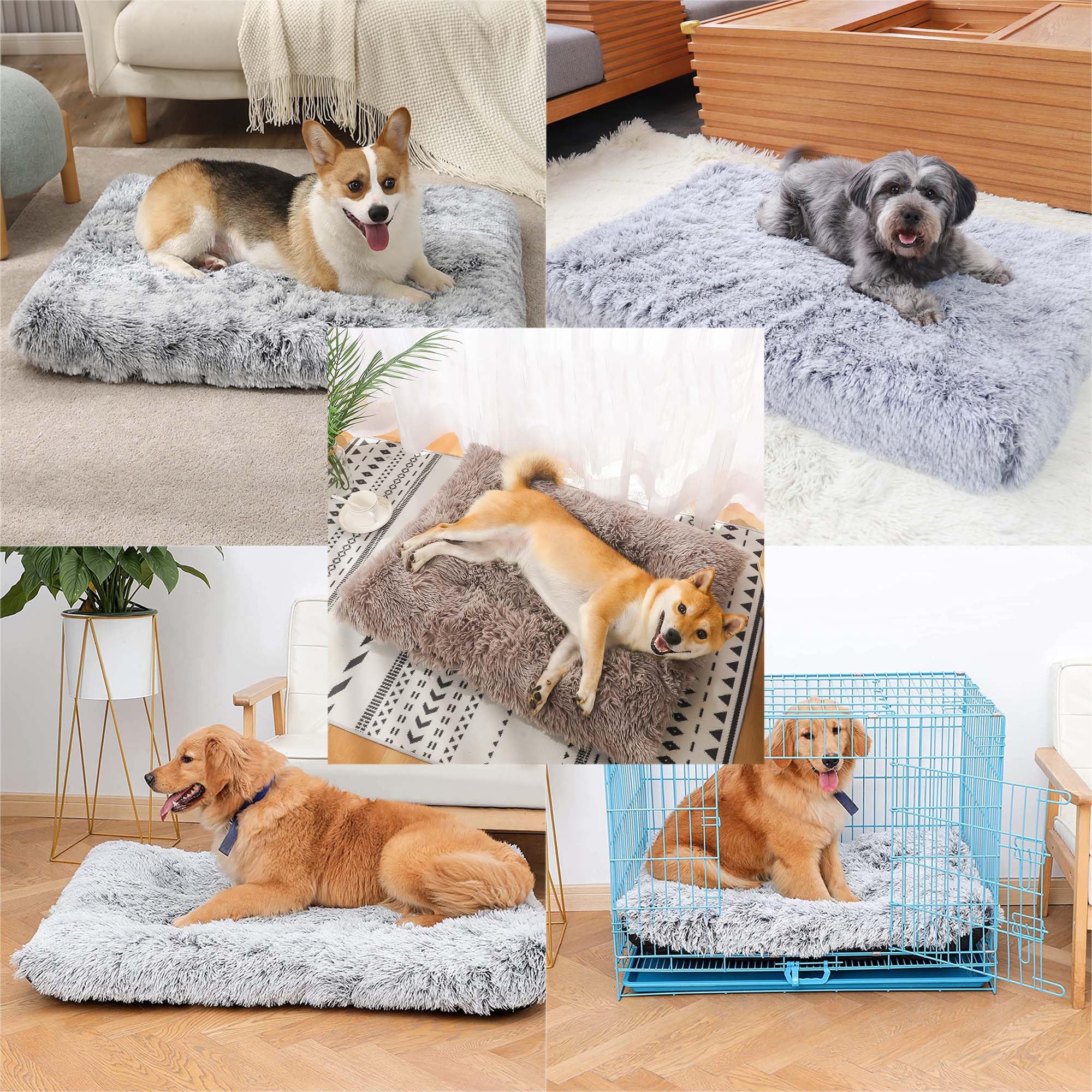 Materasso per gabbia per cani e gatti, cuccia per cani, cuccia per cani, cuscino per cani, con fondo antiscivolo, per cani di taglia grande, media e piccola, 120 x 80 x 10 cm, grigio scuro