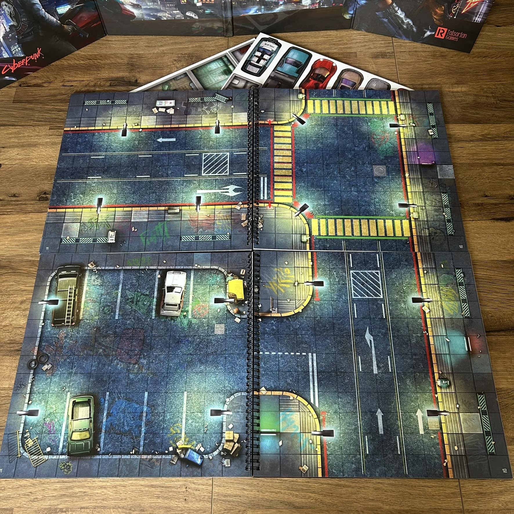 Loke Battlemats | The Cyberpunk Set: Books of Battle Mats & Tokens for Cyberpunk RED | Battle Mat for Roleplaying Games