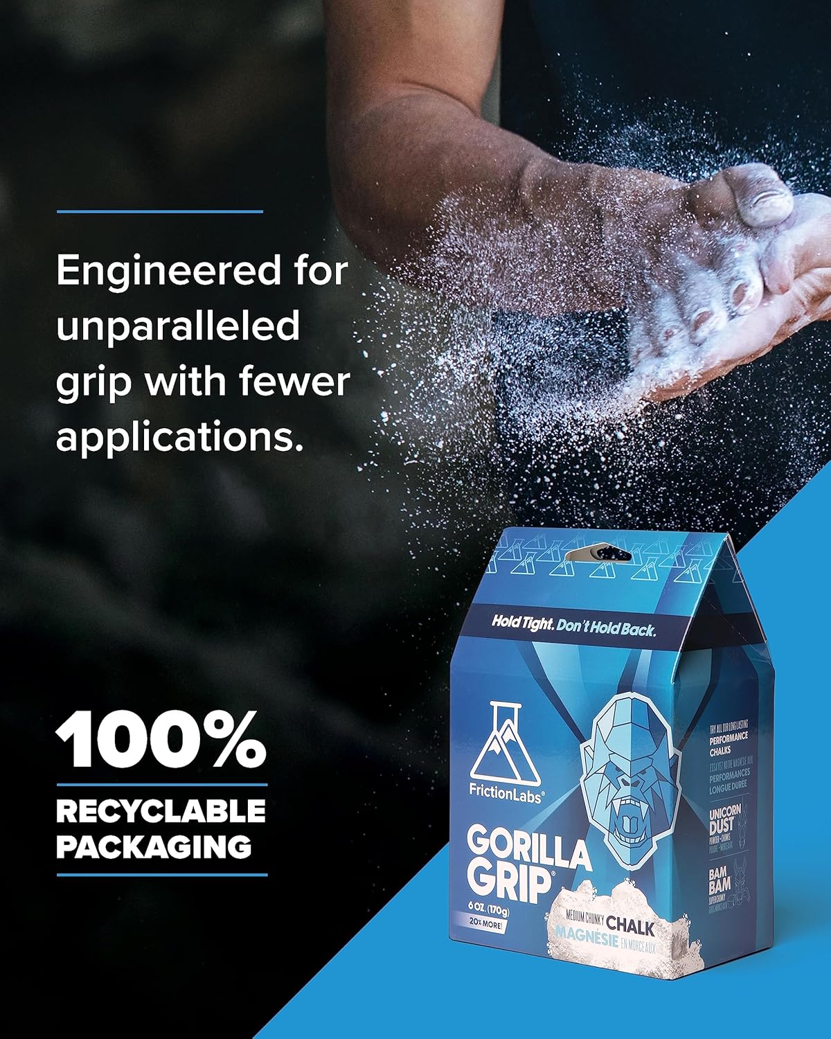 Friction Labs Premium Loose Climbing Chalk - High-Performance Hand Chalk with Superior Grip for Bouldering, Climbing, Weightlifting & More - Long Lasting & Skin Friendly Powdered Chalk - Image 6