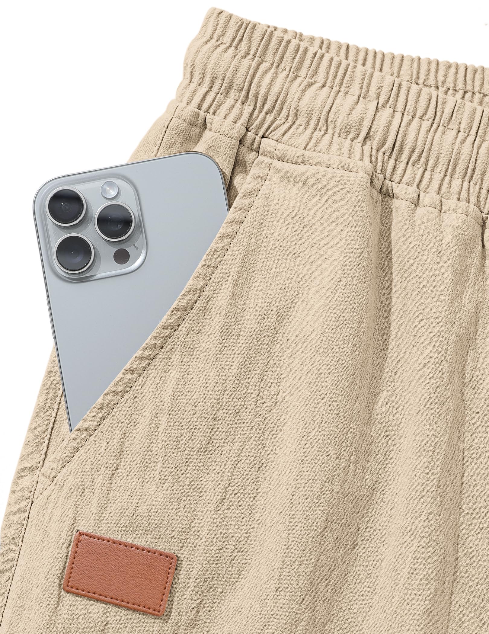 TARAINYA Pantalon Lin Homme de Loisirs avec Cordon de Taille et Poches Pantalon Homme Taille Elastique Élégance Estivale Décontractée