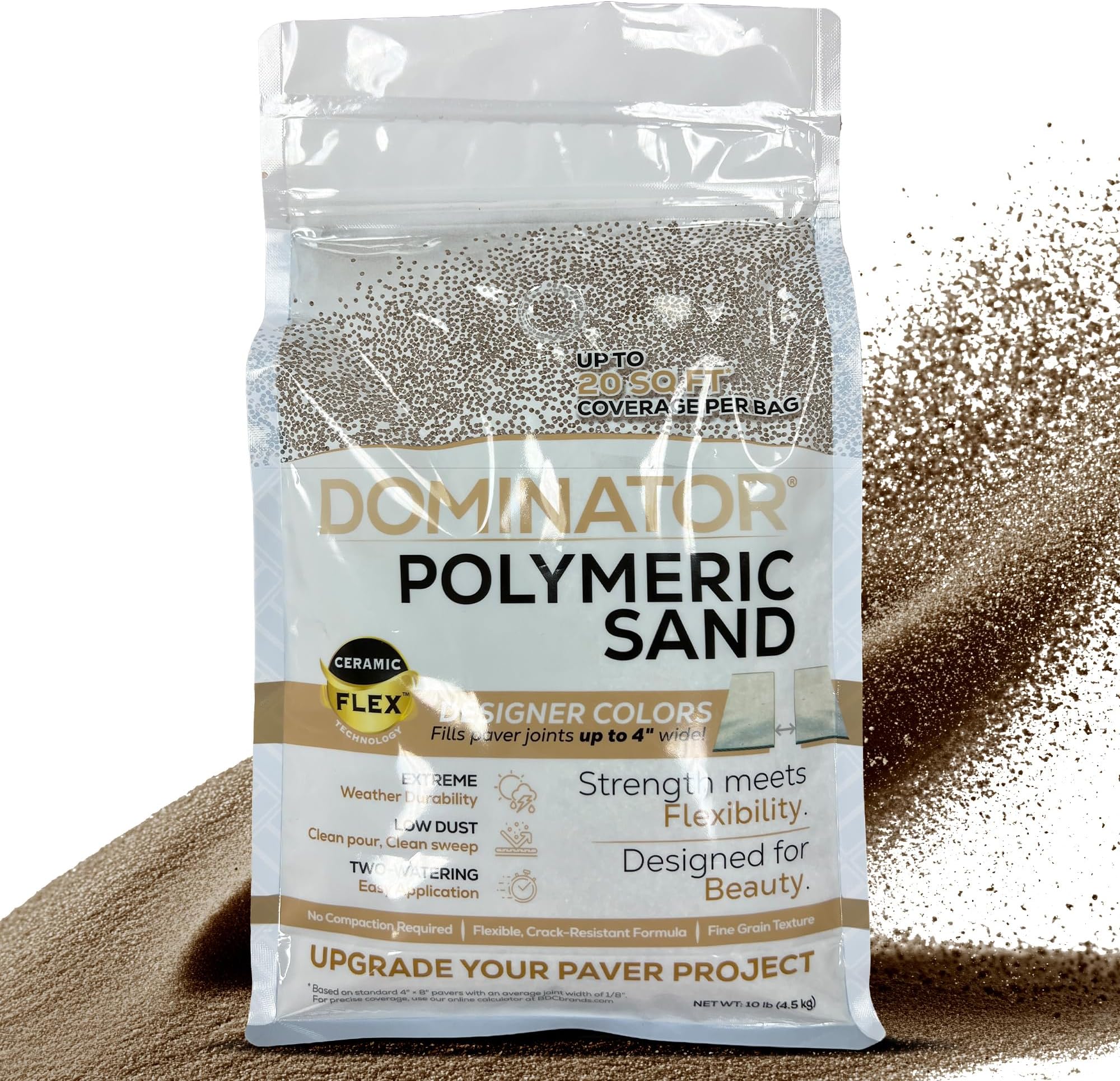 10 Pound Gray Beige DOMINATOR Polymeric Sand with Revolutionary Ceramic Flex Technology for Stabilizing Paver Joints/Gaps, 1/8โ up to 4โ, Professional Grade Results
