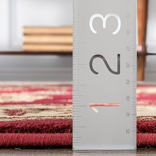 Miniatura 7 de Alfombra de área tradicional de estilo abbasi de tejido de calidad, Polipropileno, Rojo