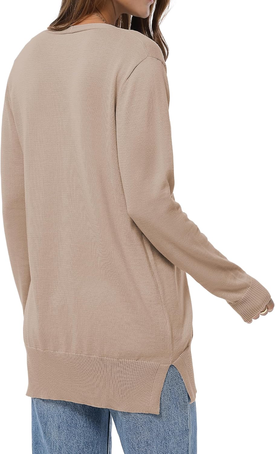 QUALFORT Women's Lightweight Open Front Cardigan Cotton Long Sleeve Casual Loose Fit Knit Cover Up Sweater - Image 7