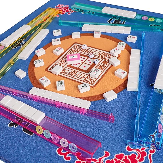 Juego de Mahjong Americano, 166 Fichas Blancas con Estuche Azul miniatura 6