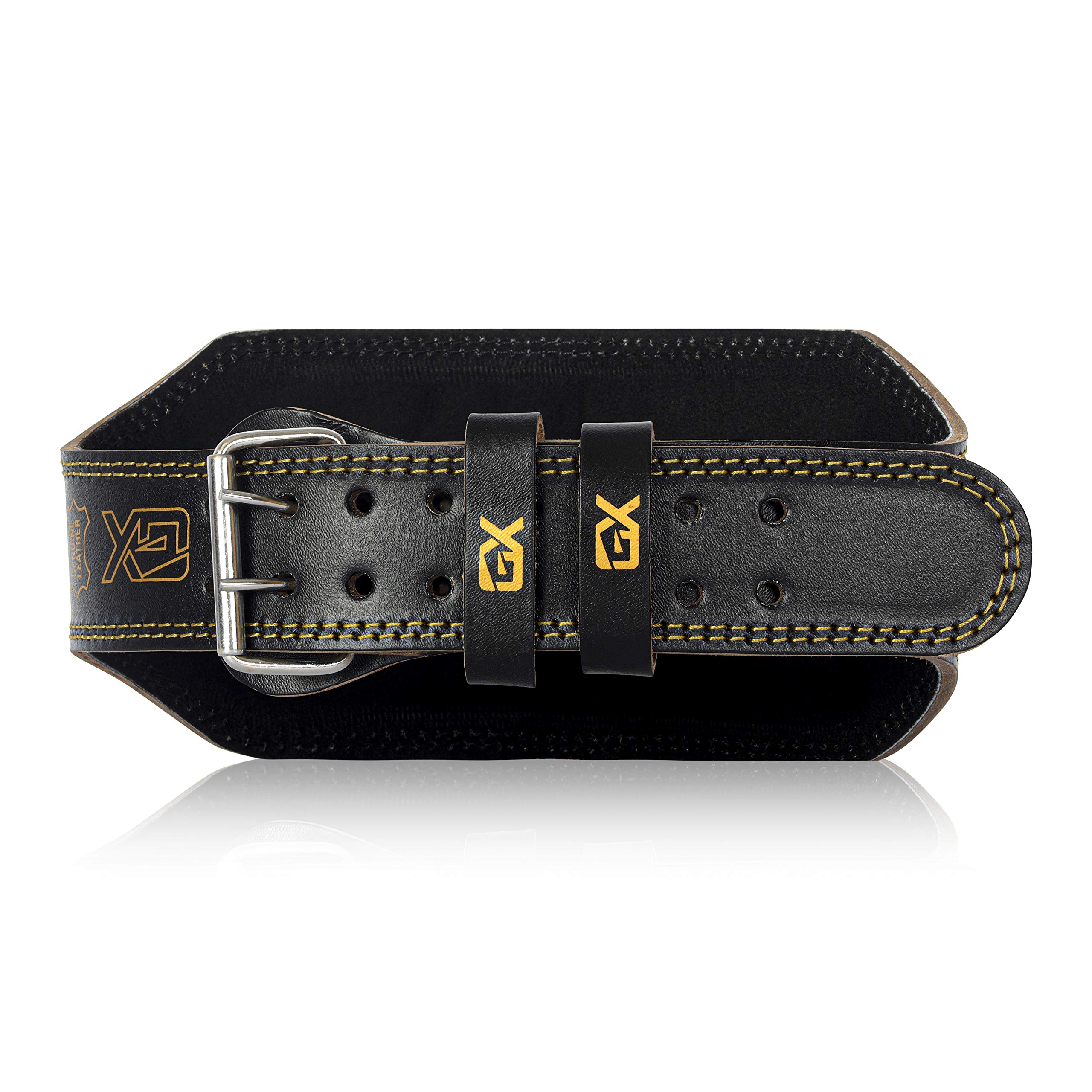Cintura Powerlifting Velo In Pelle Nera Con Doppia Fibbia - Larghezza 6", 655g