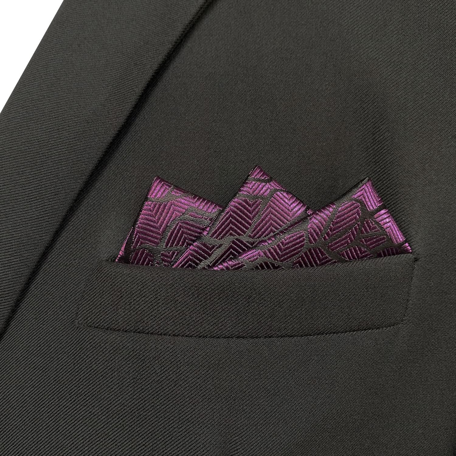 S&W SHLAX&WING Mens Pocket Squares Purple with Dark Fringe Groom's Accessories