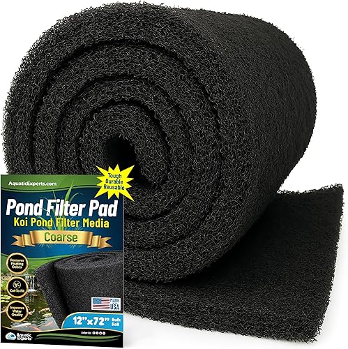 Classic Koi Pond COARSE Cojín de filtro - Bulk roll NEGRO 12 pulgadas por 72 pulgadas por 1 pulgada - Diseño personalizado - Medios de filtración