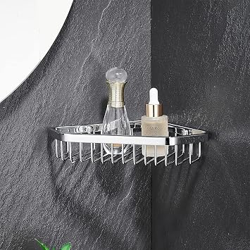 Corner Shower Caddy Basket,Shampoo Holder for Shower Wall,Inside Shower Shelf Bathroom Organizer,Solid Brass Material in Polished Chrome
