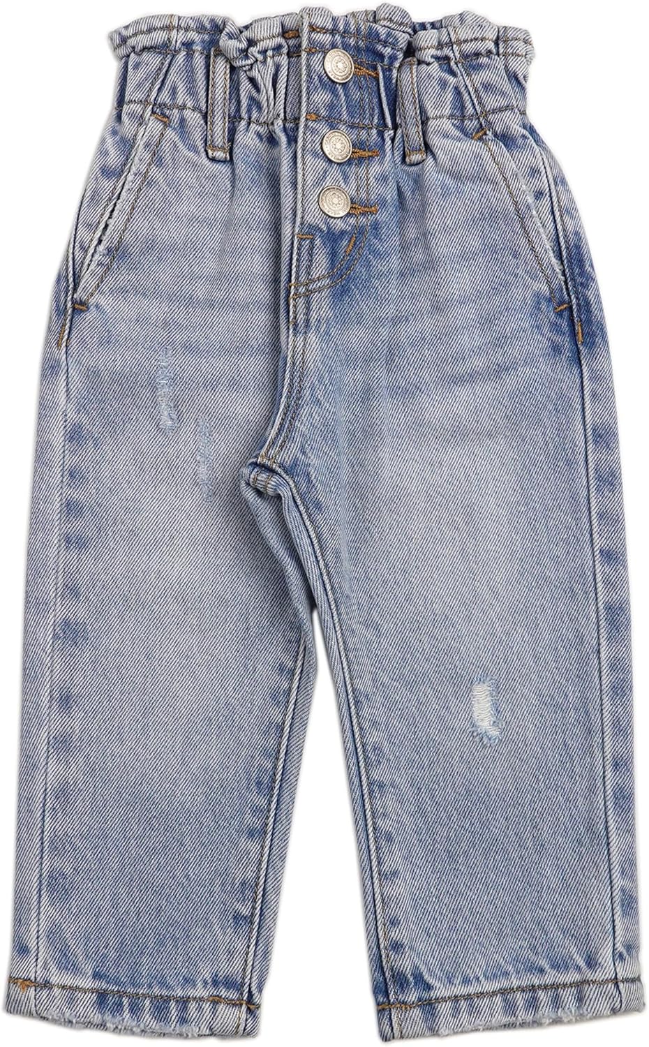 KIDSCOOL SPACE Baby Girls Jeans,Toddler Boy Elastic Waist with D-Ring Square-Shaped Pockets Straight Leg Denim Pants - Image 6