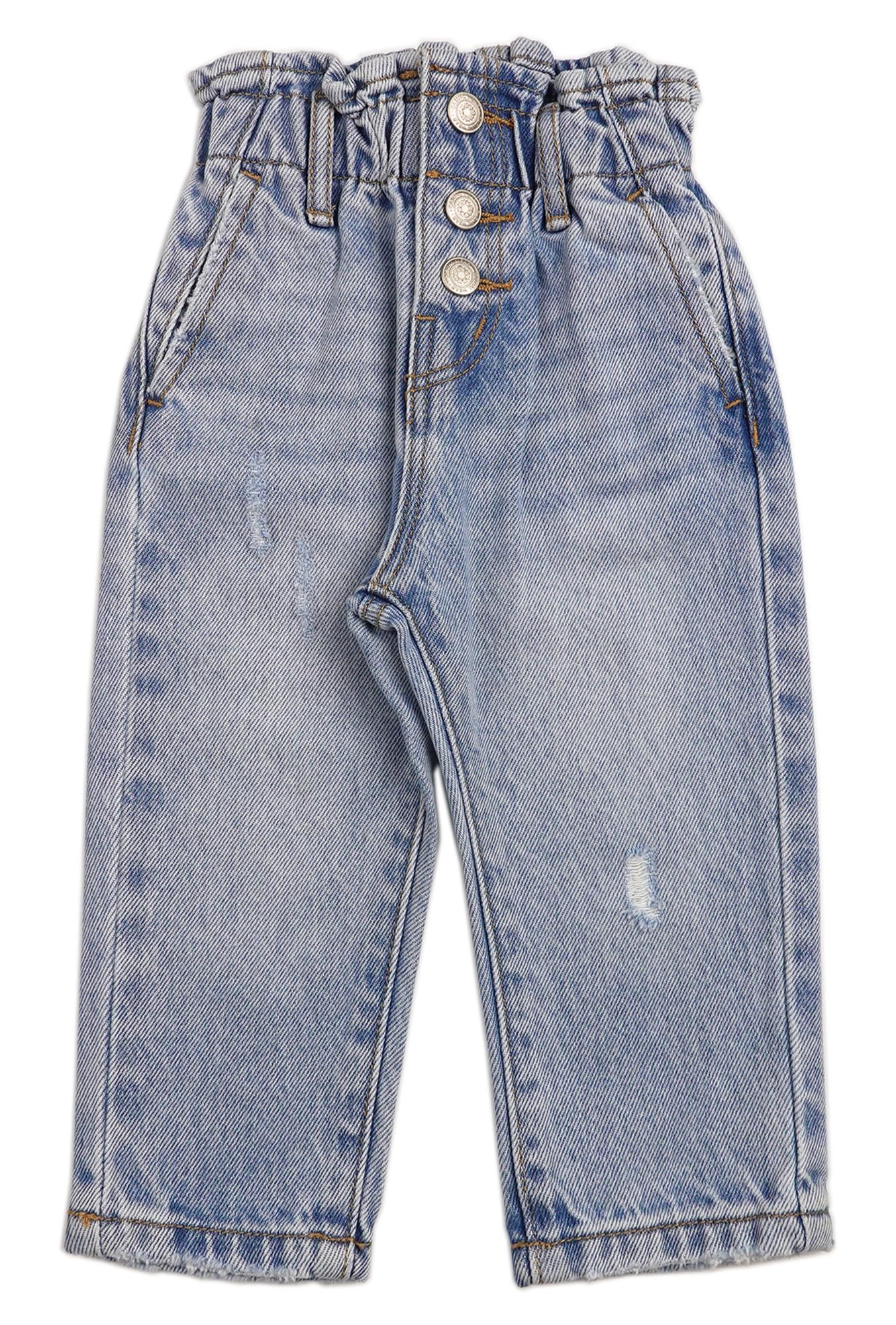 KIDSCOOL SPACE Jeans für Babys, Kleinkinder, Jungen, elastische Taille mit D-Ring, quadratische Taschen, gerades Bein, Jeanshose
