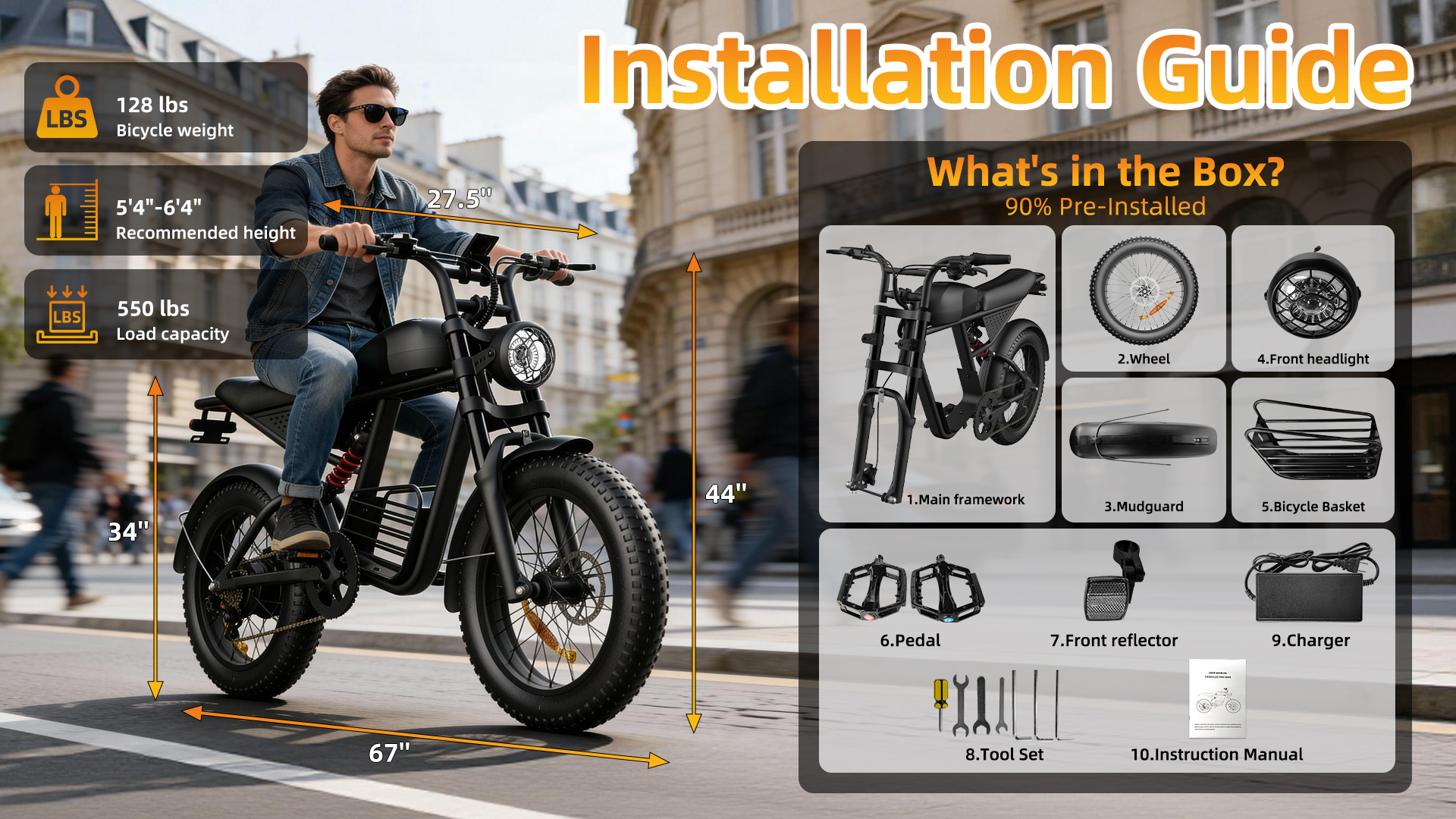 Amazon.com : feifayzx Electric Bike for Adults, 48V 1500W Peak