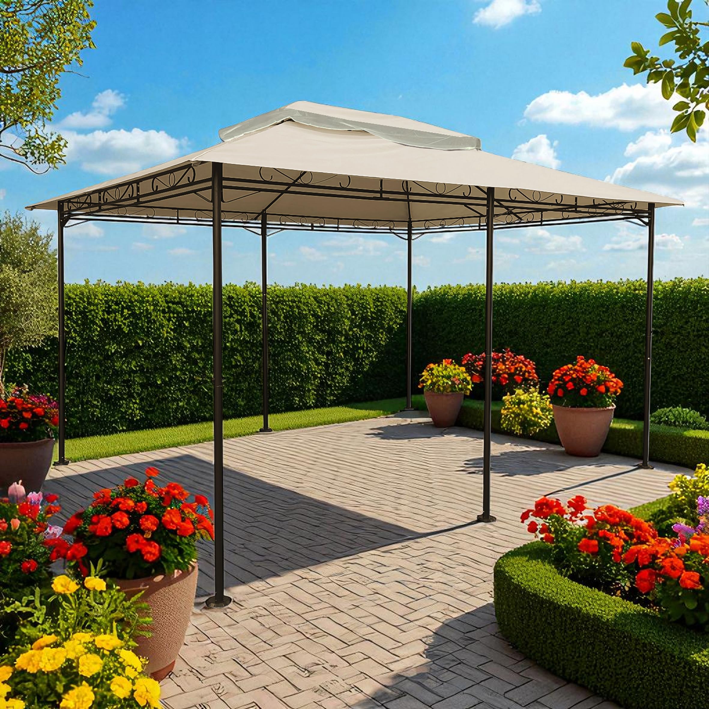 Tetto di ricambio per gazebo Cape Town, 4 x 3 m, impermeabile, in 3 colori, con rivestimento in PVC (beige)