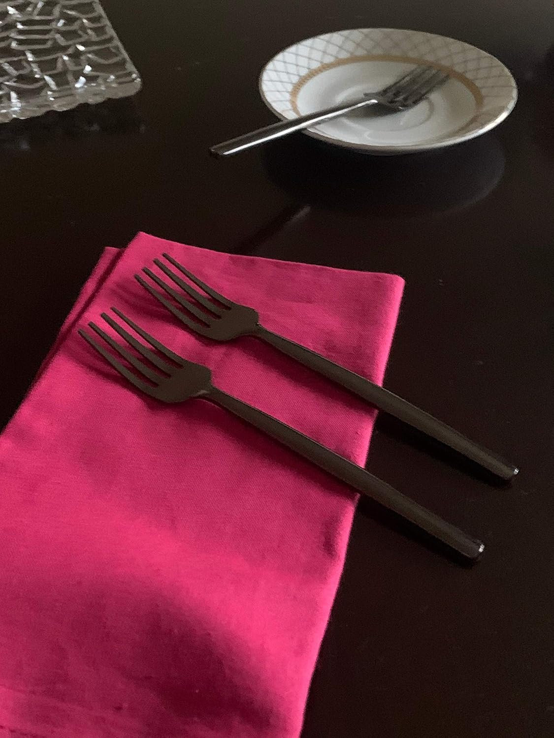 Vibhsa Salad Appetizer Forks Set of 6 Pieces (Stainless Steel, Black Glossy)