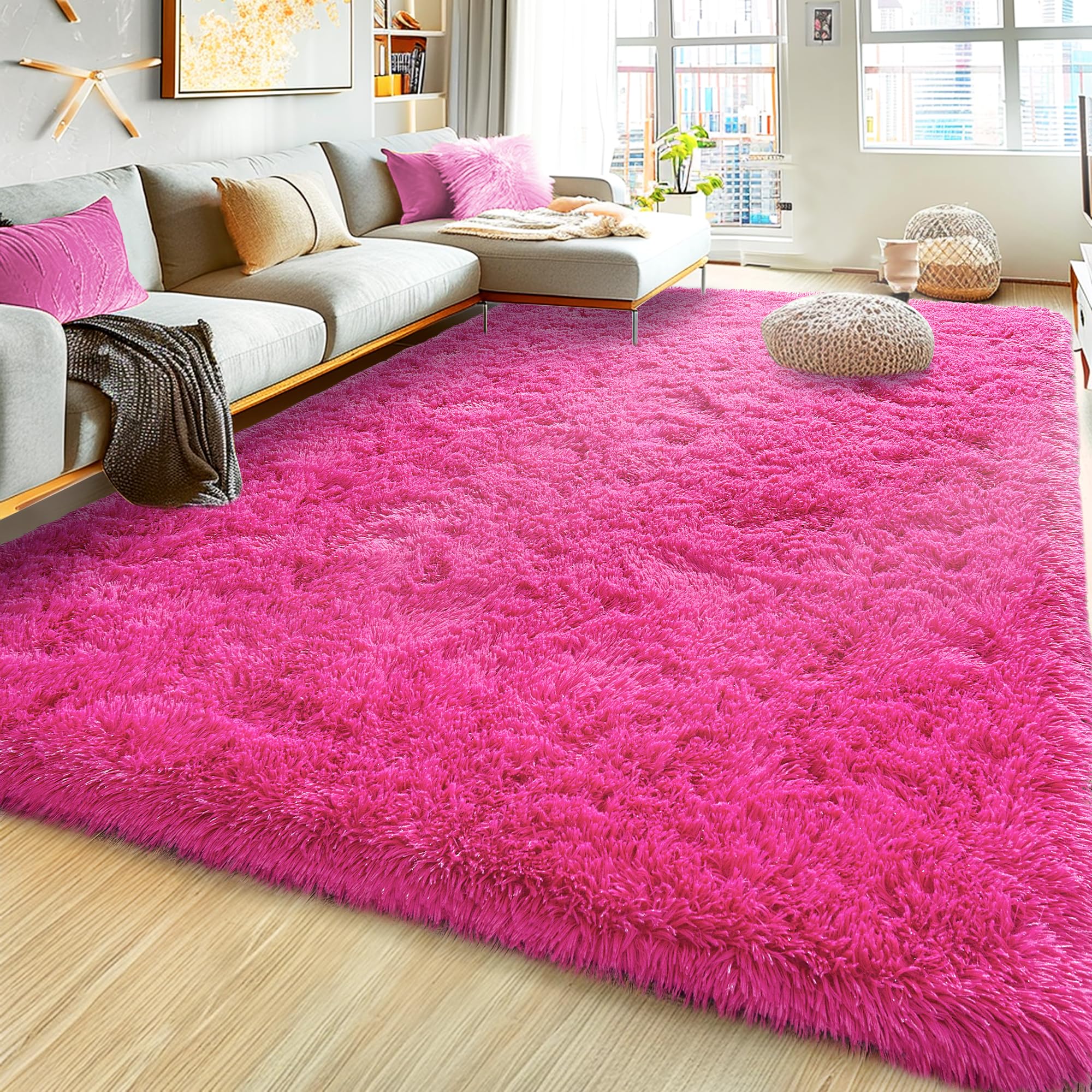 Ultra Fluffy Rug for Living Room Bedroom, 5x7 Fuzzy Large Area Rug for Living Room, Plush Soft Shag Carpet for Girl Boy Kids, Non Slip Rug Modern