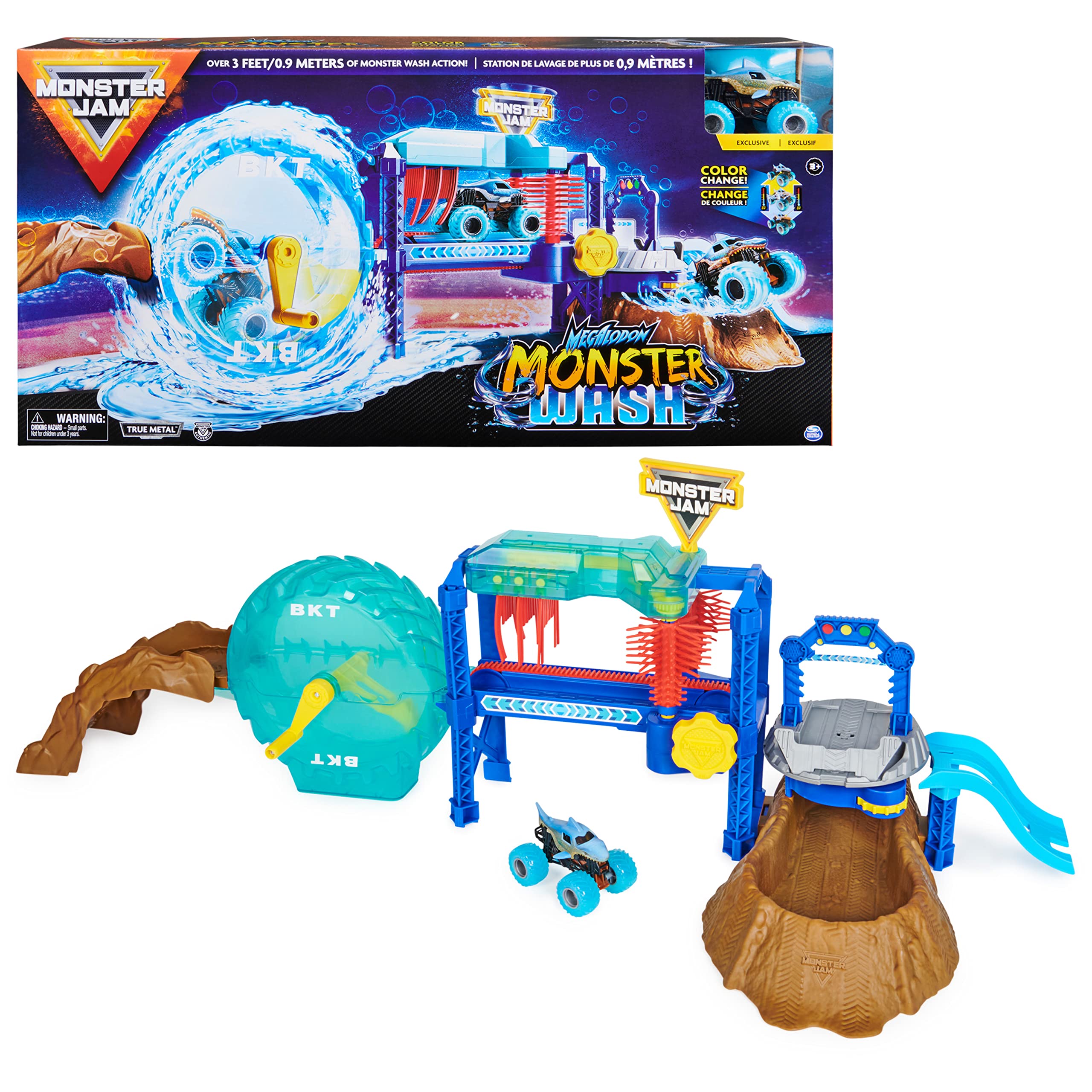 Monster Jam, Megalodon Monster Wash, Includes Color-Changing Truck
