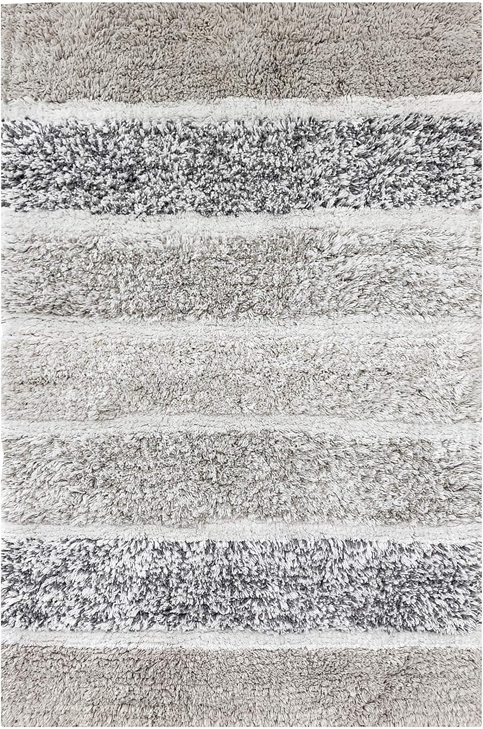 Ramanta Home Quilted Stripe 100% Cotton Bath Rug Set of 2 - Light Grey, Anti Skid Super Soft Absorbent Bath Mats for Bathroom, Shower, Kitchen, Entryway, Machine Washable - 21x32 & 17x24 Inch - Image 9
