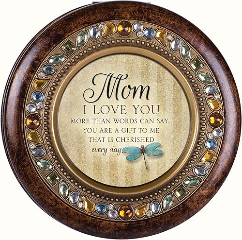 Miniatura 2 de Cottage Garden Mom Love You Cherished Gift Amber Earth Tone Joyero Caja de música reproduce el viento debajo de mis alas