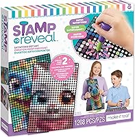 Make It Real Stamp to Reveal Cool Cat & Smiley Dino DIY Dot Art Posters Kit, 11x16.5 Inch Craft for Kids Ages 6+