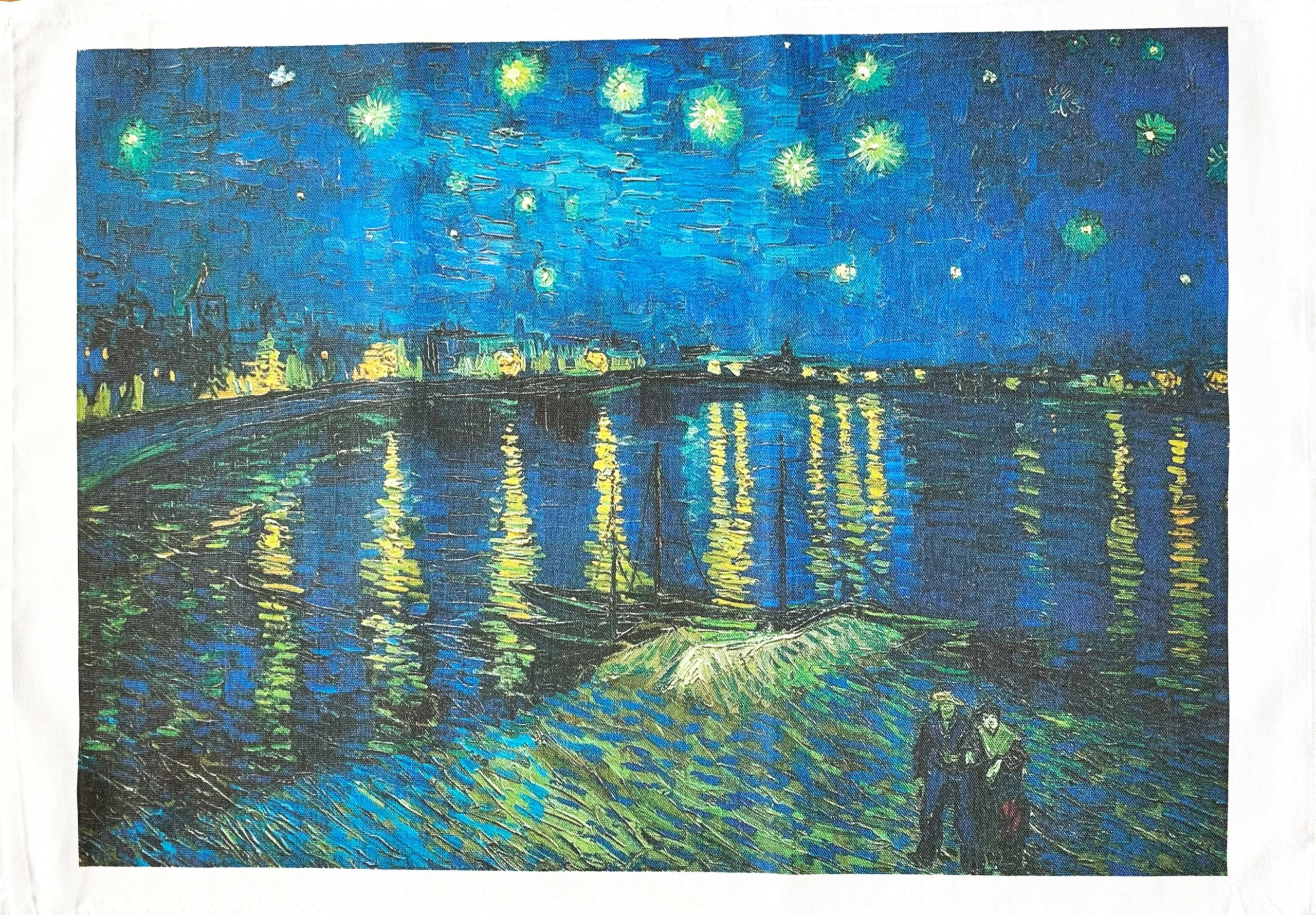 Van Gogh Cotton Tea Towel Starry Night over the Rhone large, machine washable