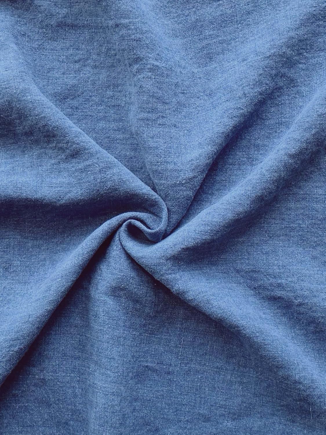 Indigo Linen Denim Blue Woven Fabric,Soft,Lightweight,Breathable,Versatile and Sewing,100% Linen Fabrics for Clothing by The Yard (Dark Denim Blue, Cut by The Yard)